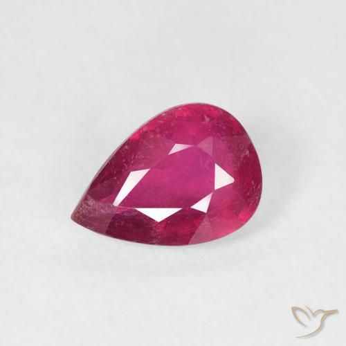 Rubis Rouge léger naturelle En forme de poire, 0.93 ct, VS-SI