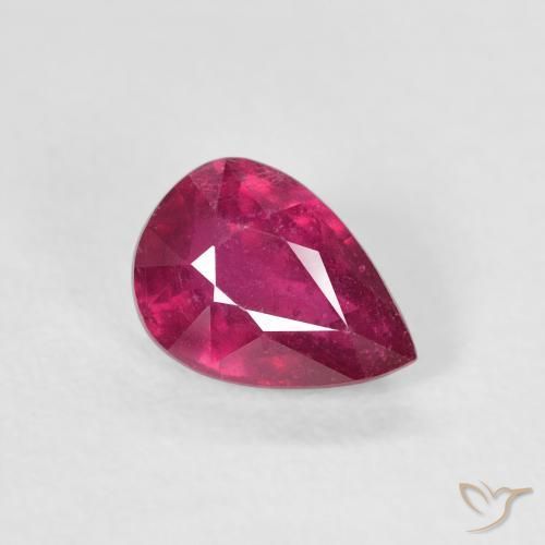 Rubis Rouge léger naturelle En forme de poire, 1.08 ct, VS-SI