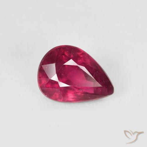 Rubis Rose rougeâtre profond naturelle En forme de poire, 1.03 ct, VS-SI
