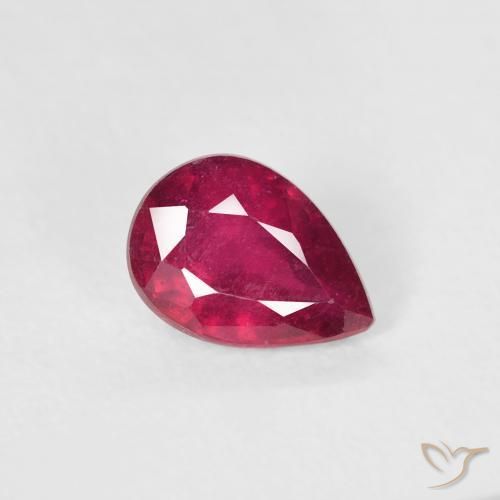 Rubis Rouge Rosâtre naturelle En forme de poire, 0.85 ct, VS-SI