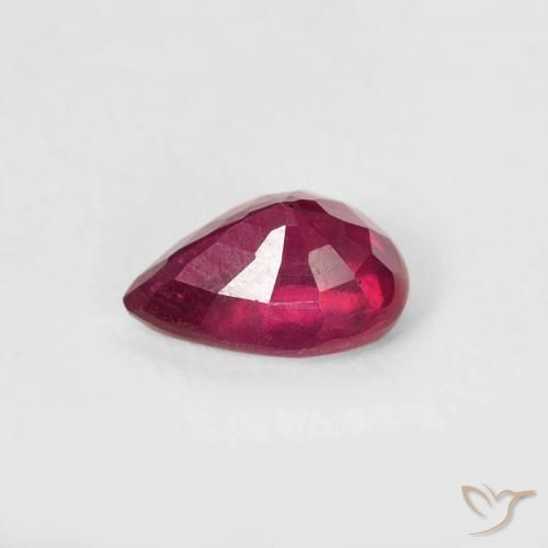 Rubis Rouge Rosâtre naturelle En forme de poire, 0.85 ct, VS-SI