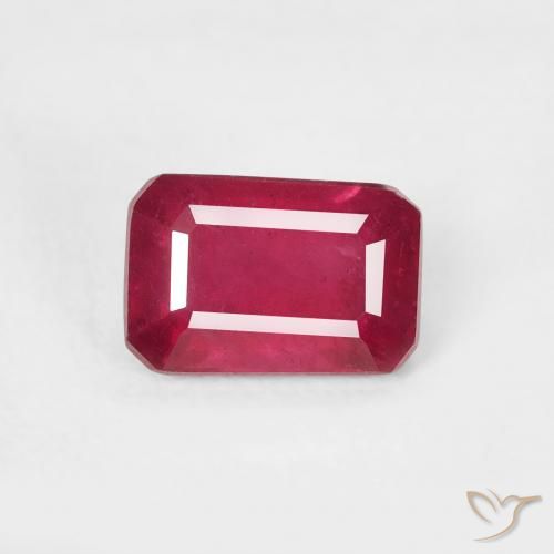 0.99ct Naturel Rouge moyen Rubis, Taille émeraude, VS