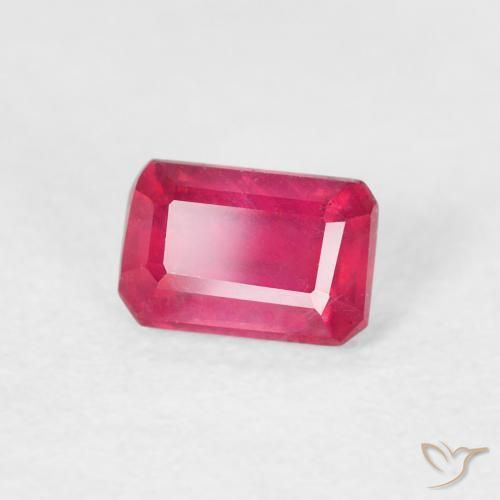 Rubis Rouge Rosâtre naturelle Octogone / coupe Émeraude, 0.80 ct, VS