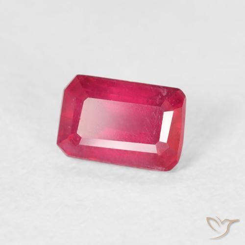Rubis Rouge Rosâtre naturelle Octogone / coupe Émeraude, 0.88 ct, VS