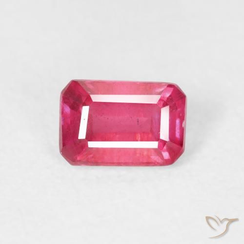 0.79ct Naturel Rouge Rosâtre Rubis, Taille émeraude, VS