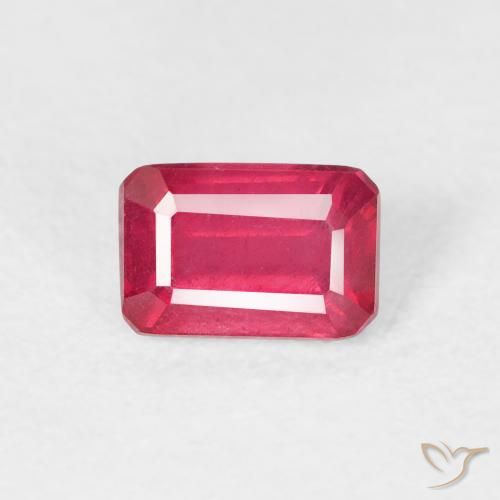 0.92ct Naturel Rose rougeâtre Rubis, Taille émeraude, VS