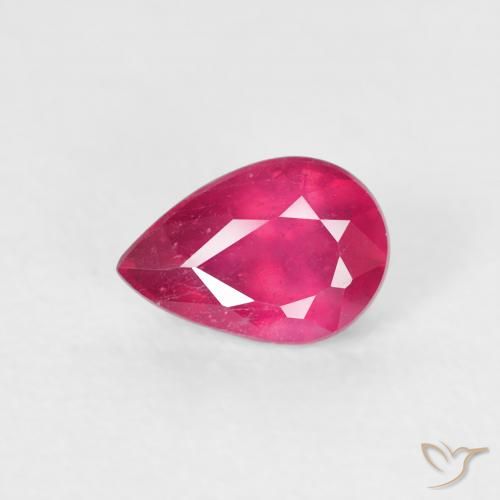 Rubis Rouge léger naturelle En forme de poire, 0.70 ct, VS-SI