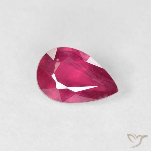 Rubis Rouge Rosâtre naturelle En forme de poire, 0.56 ct, VS-SI