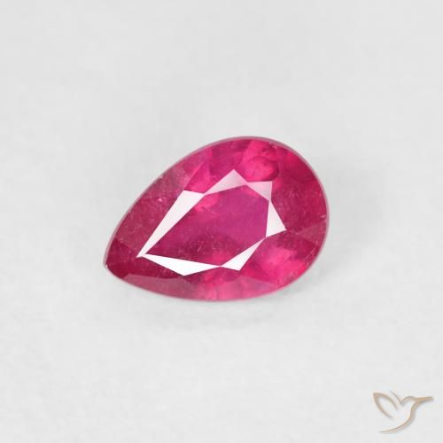 0.51ct Naturel Rouge Rosâtre Rubis, En forme de poire, VS-SI