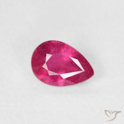 Rubis Rouge Rosâtre naturelle En forme de poire, 0.51 ct, VS-SI
