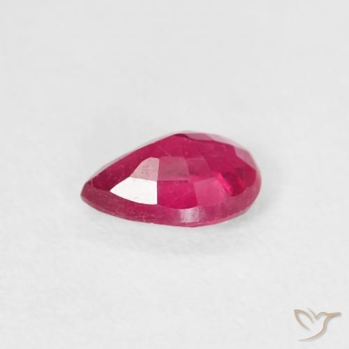 Rubis Rouge Rosâtre naturelle En forme de poire, 0.51 ct, VS-SI