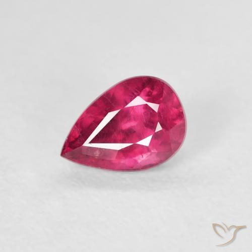 0.63ct Naturel Rouge léger Rubis, En forme de poire, VS-SI