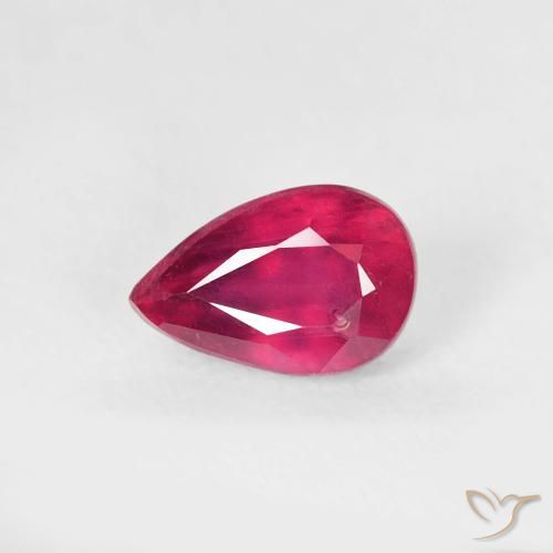 0.76ct Naturel Medium Dark-Red Rubis, En forme de poire, VS-SI