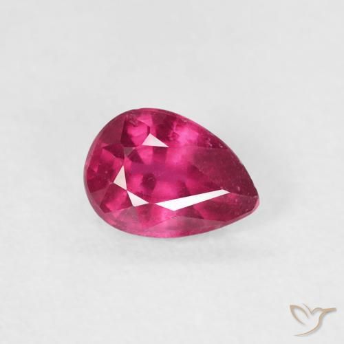 Rubis Rouge Rosâtre naturelle En forme de poire, 0.62 ct, VS-SI
