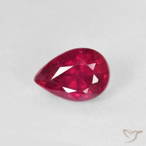 0.72ct Naturel Medium Dark-Red Rubis, En forme de poire, VS-SI