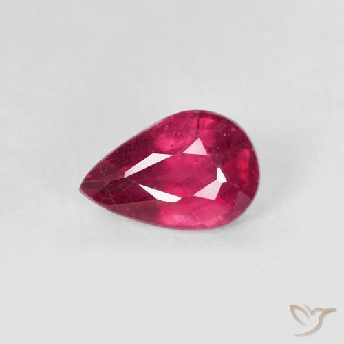 0.63ct Naturel Rose rougeâtre profond Rubis, En forme de poire, VS-SI