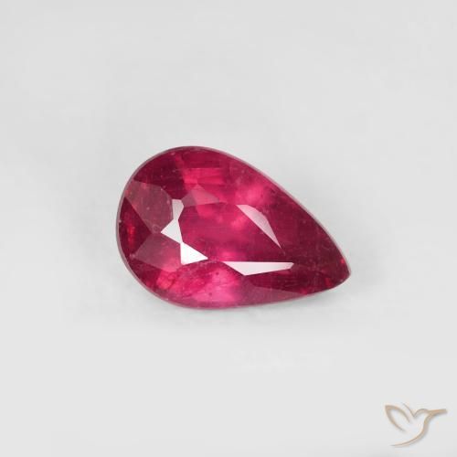 Rubis Rose rougeâtre profond naturelle En forme de poire, 0.63 ct, VS-SI