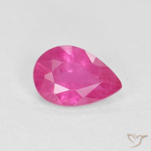 0.57ct Naturel Medium Dark-Pink Rubis, En forme de poire, VS-SI