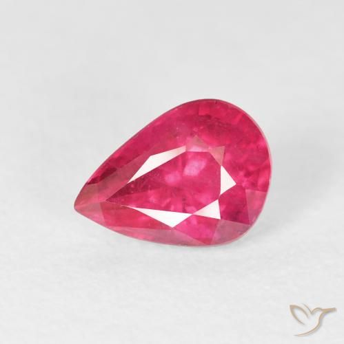Rubis Rouge Rosâtre naturelle En forme de poire, 1.55 ct, VS
