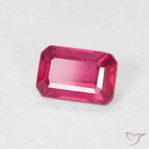 Rubis Rose rougeâtre naturelle Octogone / coupe Émeraude, 0.75 ct, VS