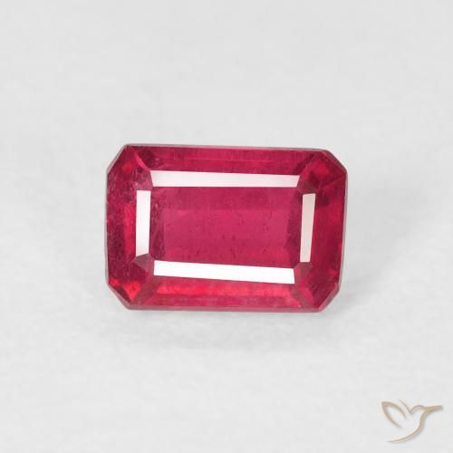0.88ct Naturel Rose rougeâtre Rubis, Taille émeraude, VS
