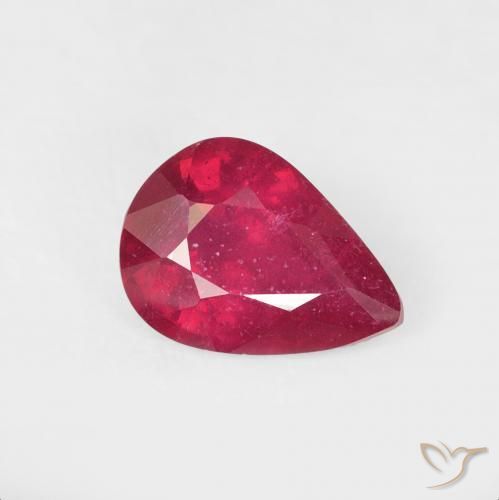 Rubis Rouge léger naturelle En forme de poire, 1.39 ct, VS-SI