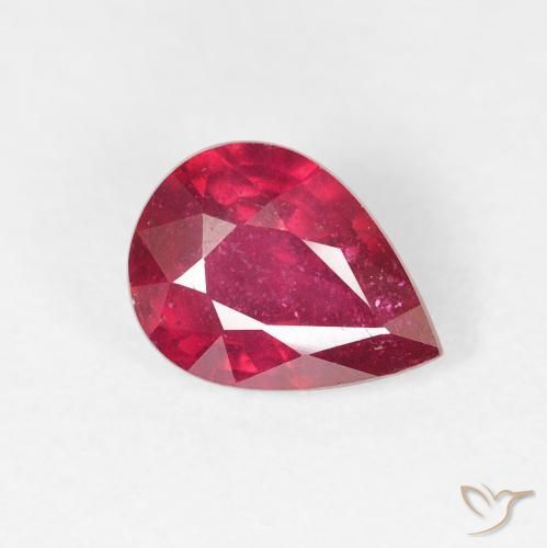 Rubis Rouge foncé naturelle En forme de poire, 1.61 ct, VS-SI
