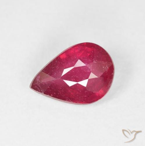 1.33ct Naturel Rouge moyen Rubis, En forme de poire, VS-SI