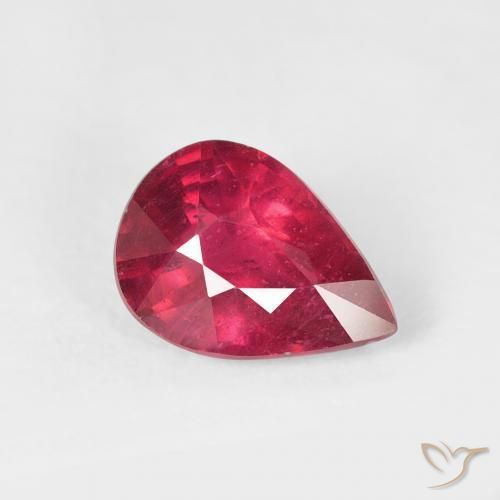 Rubis Cramoisi profond naturelle En forme de poire, 1.38 ct, VS-SI
