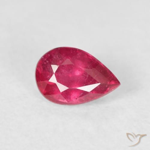 Rubis Rouge Rosâtre naturelle En forme de poire, 0.70 ct, VS-SI