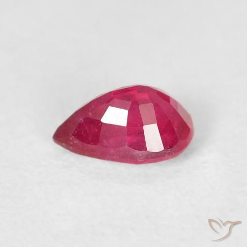 Rubis Rouge Rosâtre naturelle En forme de poire, 0.70 ct, VS-SI