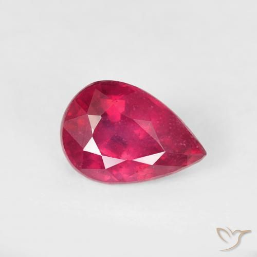 Rubis Rouge léger naturelle En forme de poire, 0.73 ct, VS-SI