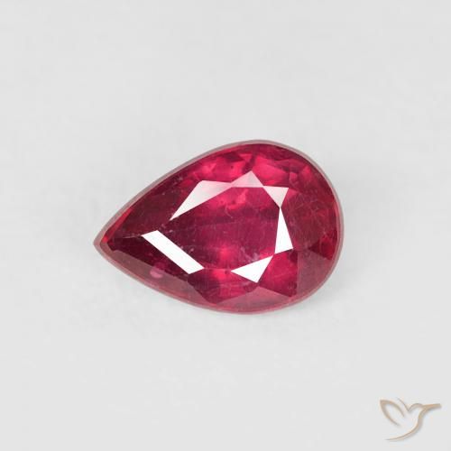 0.65ct Naturel Rouge foncé Rubis, En forme de poire, VS-SI