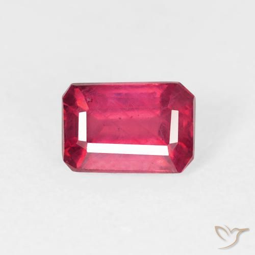 1.00ct Naturel Rouge léger Rubis, Taille émeraude, VS