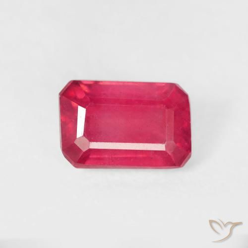 0.98ct Naturel Rouge Rosâtre Rubis, Taille émeraude, VS