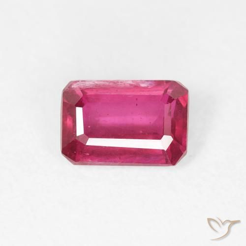 0.77ct Naturel Rose rougeâtre Rubis, Taille émeraude, VS