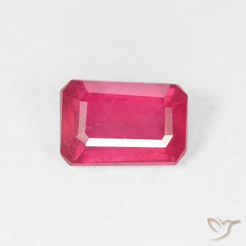 0.80ct Naturel Rouge Rosâtre Rubis, Taille émeraude, VS