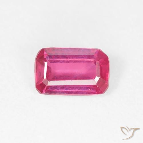 0.67ct Naturel Rouge Rosâtre Rubis, Taille émeraude, VS