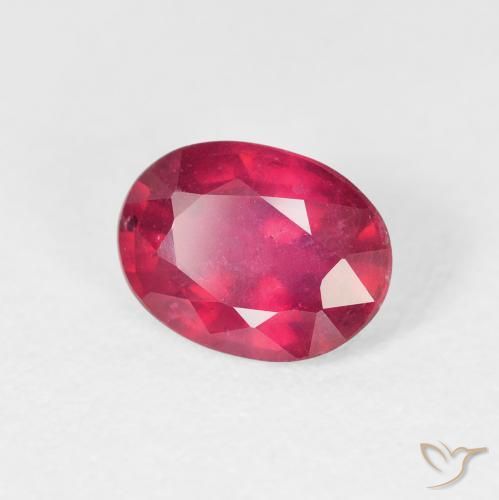 Rubis Rose rougeâtre profond naturelle ovale, 1.86 ct, VS