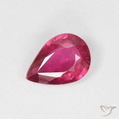 0.76ct Naturel Rouge Rosâtre Rubis, En forme de poire, VS-SI