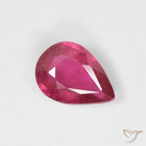 Rubis Rouge Rosâtre naturelle En forme de poire, 0.76 ct, VS-SI