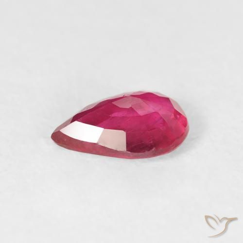 Rubis Rouge Rosâtre naturelle En forme de poire, 0.76 ct, VS-SI