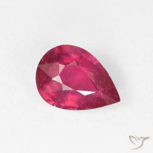 Rubis Rouge Rosâtre naturelle En forme de poire, 0.93 ct, VS-SI