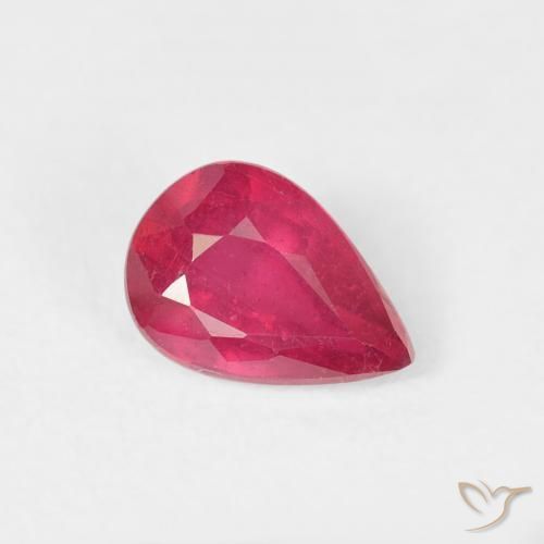 Rubis Rouge Rosâtre naturelle En forme de poire, 0.96 ct, VS-SI