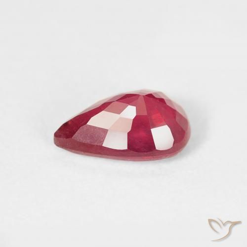 Rubis Rouge Rosâtre naturelle En forme de poire, 0.96 ct, VS-SI
