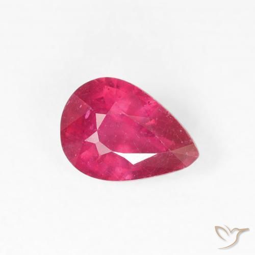 Rubis Rouge Rosâtre naturelle En forme de poire, 0.95 ct, VS-SI