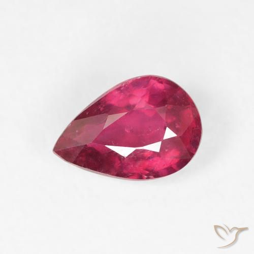 0.99ct Naturel Rose rougeâtre profond Rubis, En forme de poire, VS-SI