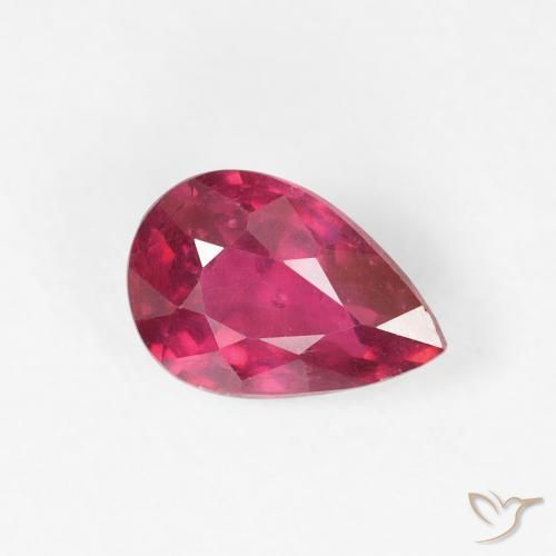 Rubis Rose rougeâtre profond naturelle En forme de poire, 0.99 ct, VS-SI