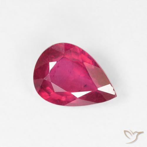 Rubis Rouge léger naturelle En forme de poire, 0.97 ct, VS-SI