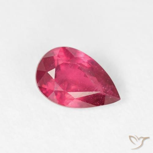 Rubis Rose rougeâtre profond naturelle En forme de poire, 0.84 ct, VS-SI